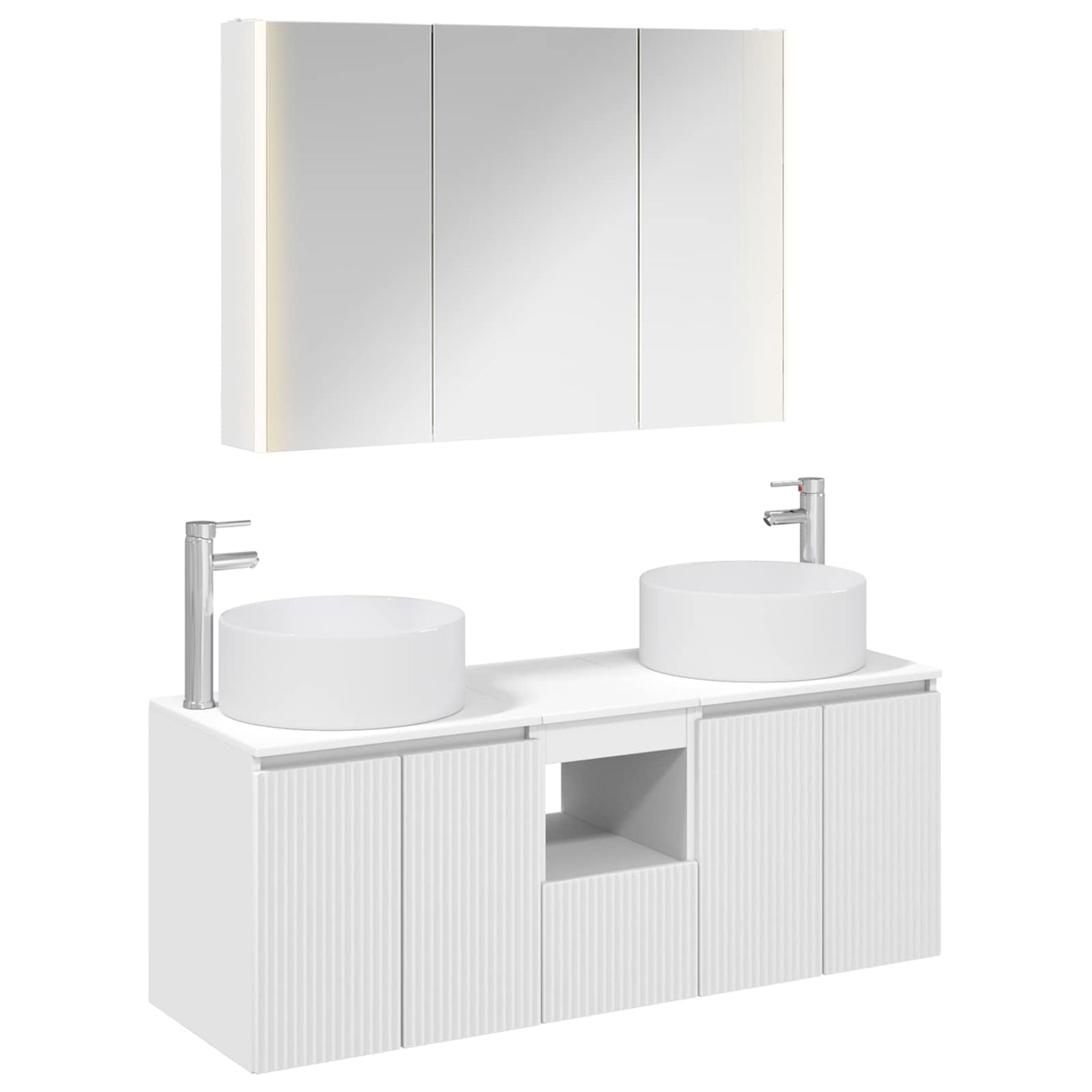 Badezimmerschrank-Set 4 stk. Weiß Holzwerkstoff