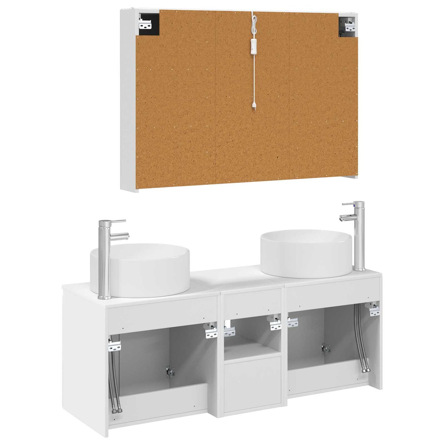 Badezimmerschrank-Set 4 stk. Weiß Holzwerkstoff