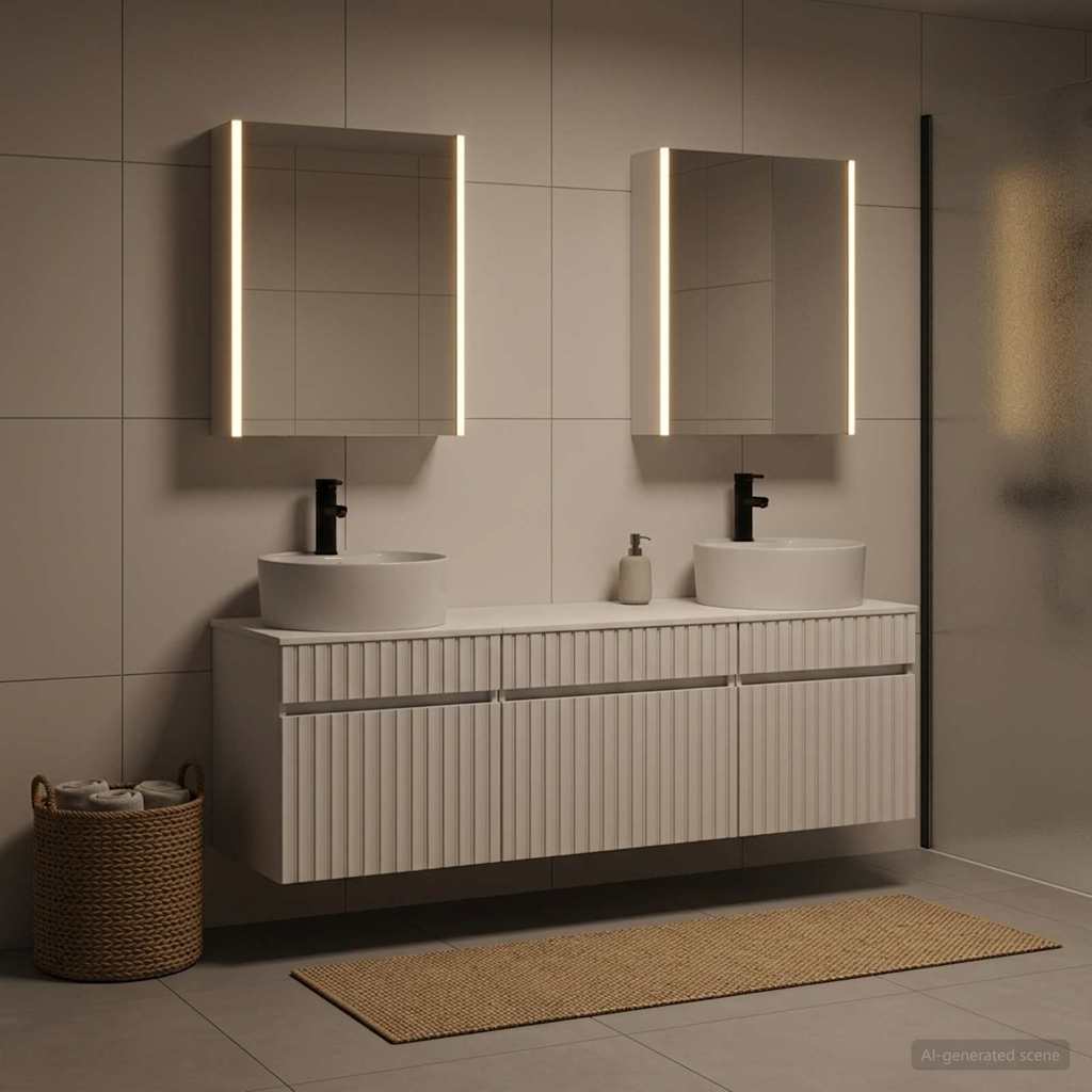Badezimmerschrank-Set 5 stk. Weiß Holzwerkstoff