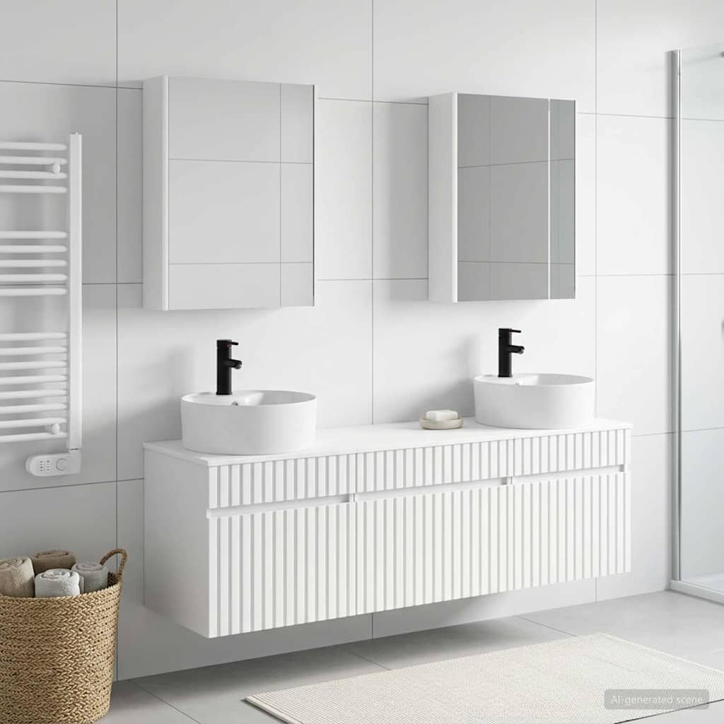 Badezimmerschrank-Set 5 stk. Weiß Holzwerkstoff