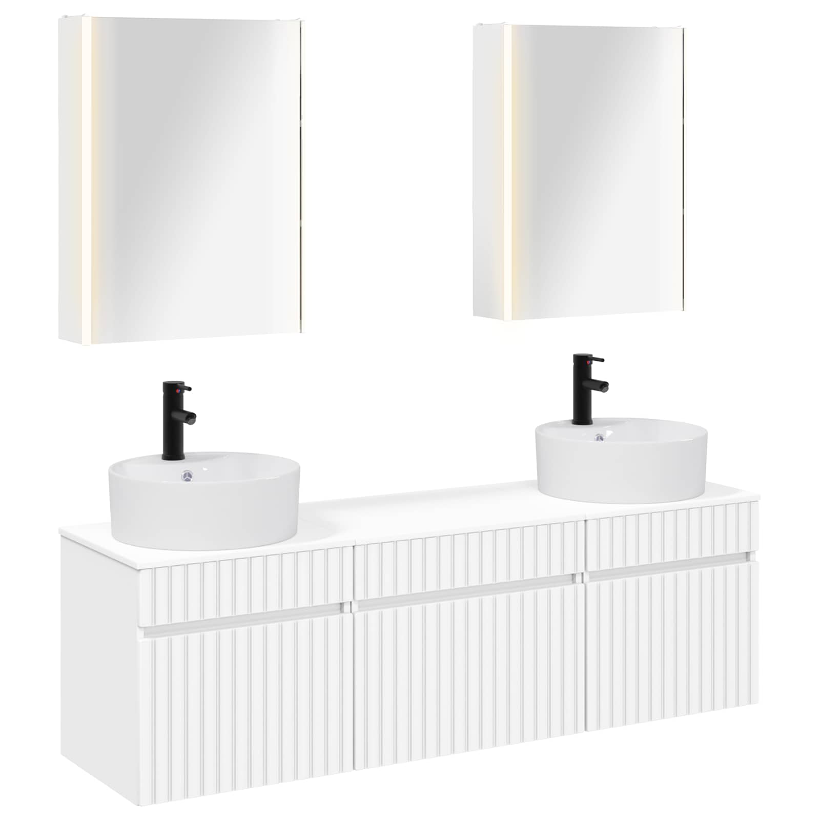 Badezimmerschrank-Set 5 stk. Weiß Holzwerkstoff