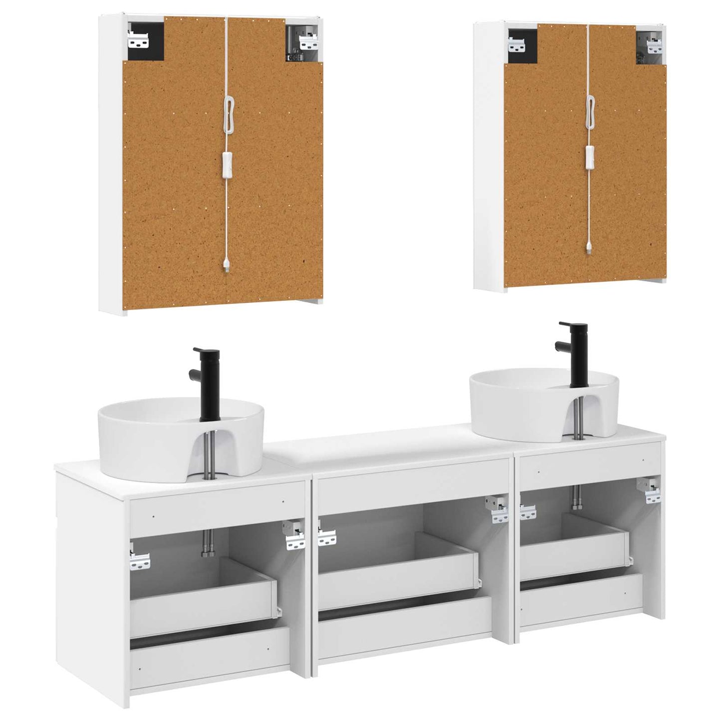 Badezimmerschrank-Set 5 stk. Weiß Holzwerkstoff