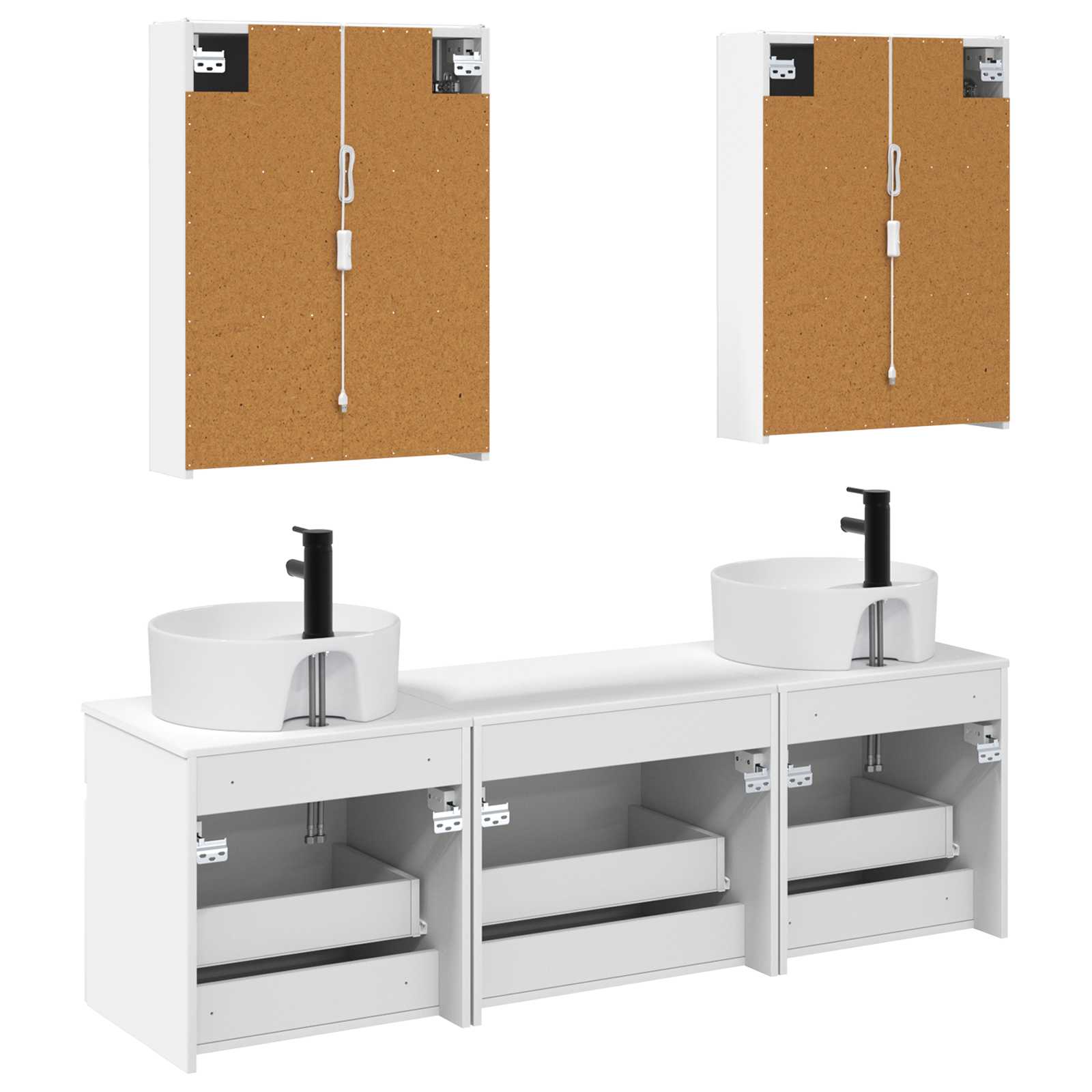 Badezimmerschrank-Set 5 stk. Weiß Holzwerkstoff