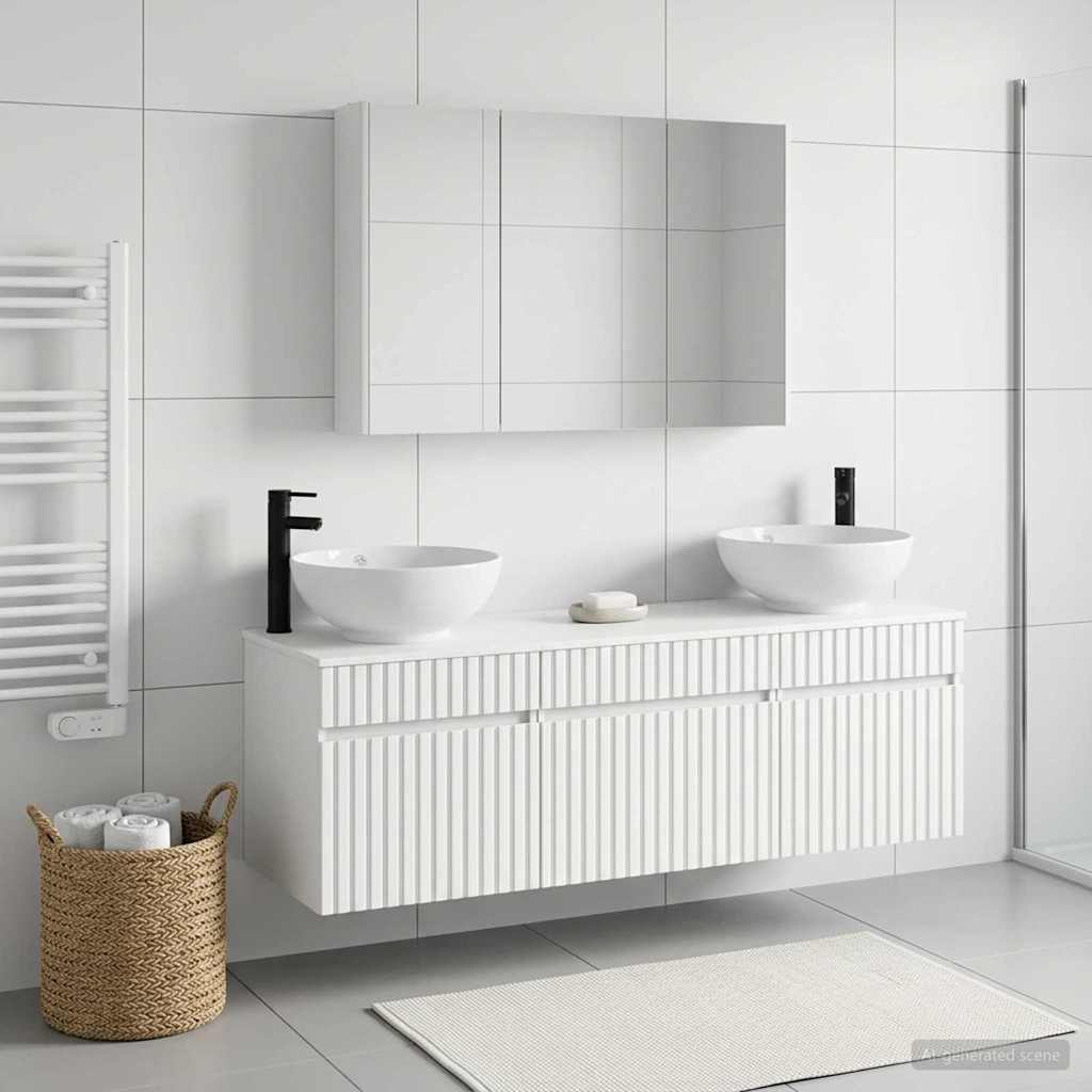 Badezimmerschrank-Set 4 stk. Weiß Holzwerkstoff