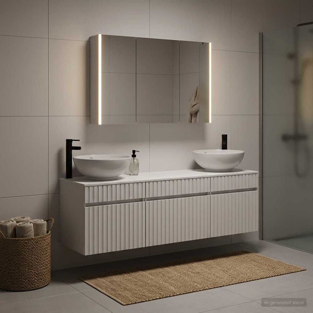 Badezimmerschrank-Set 4 stk. Weiß Holzwerkstoff