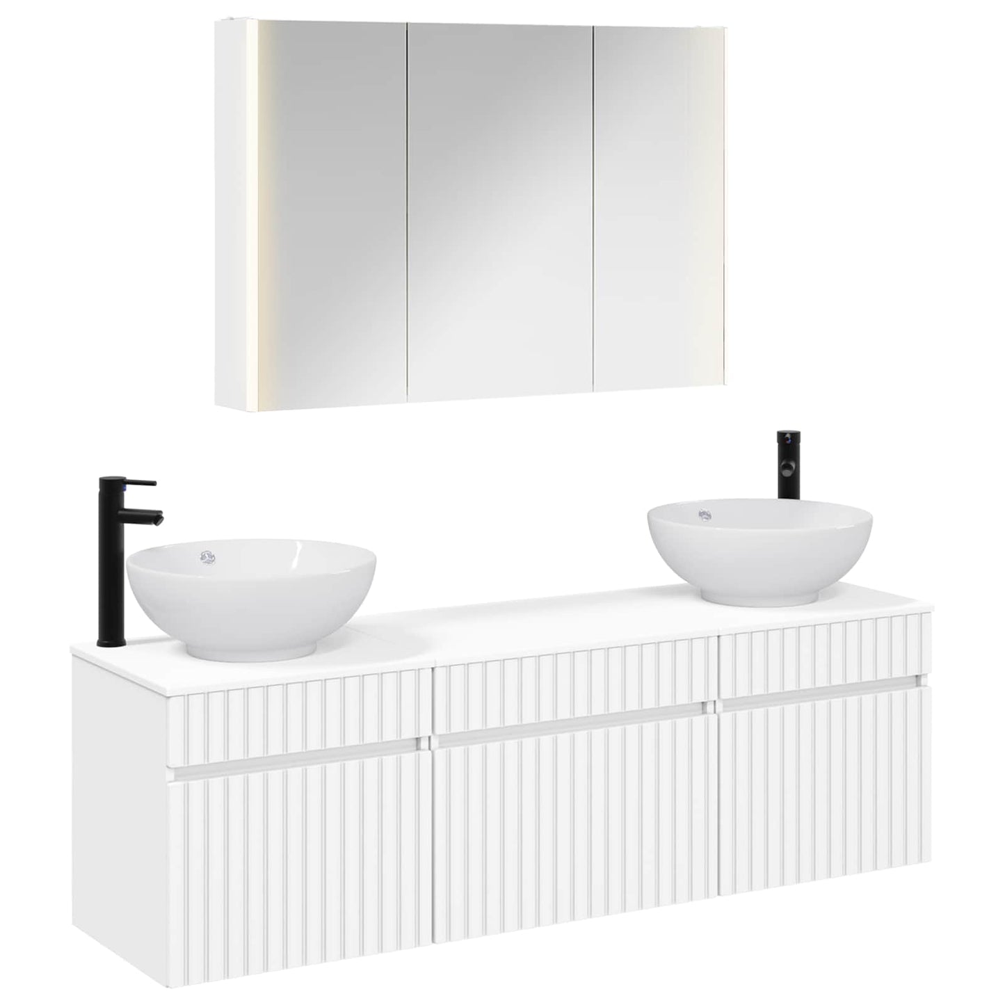 Badezimmerschrank-Set 4 stk. Weiß Holzwerkstoff