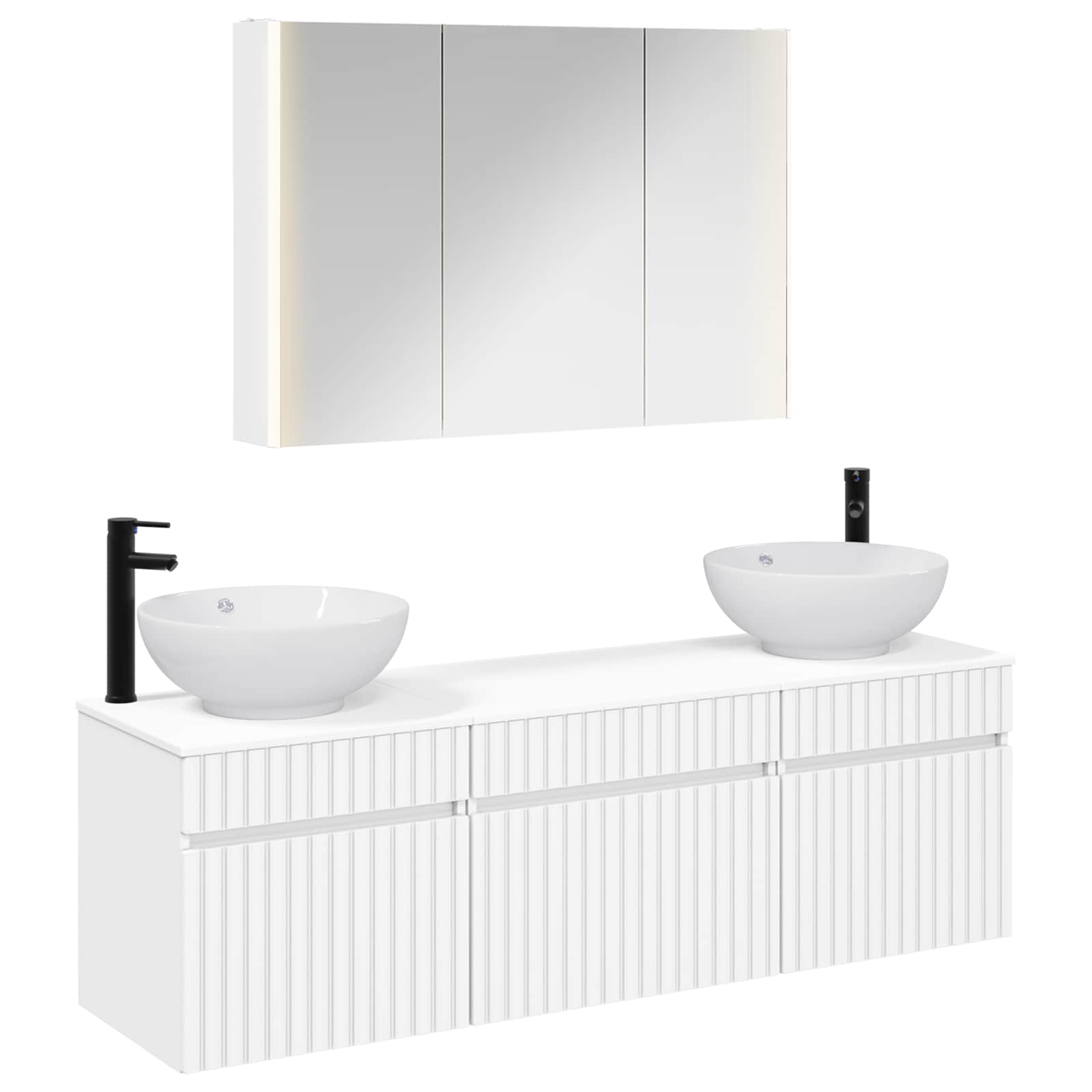 Badezimmerschrank-Set 4 stk. Weiß Holzwerkstoff
