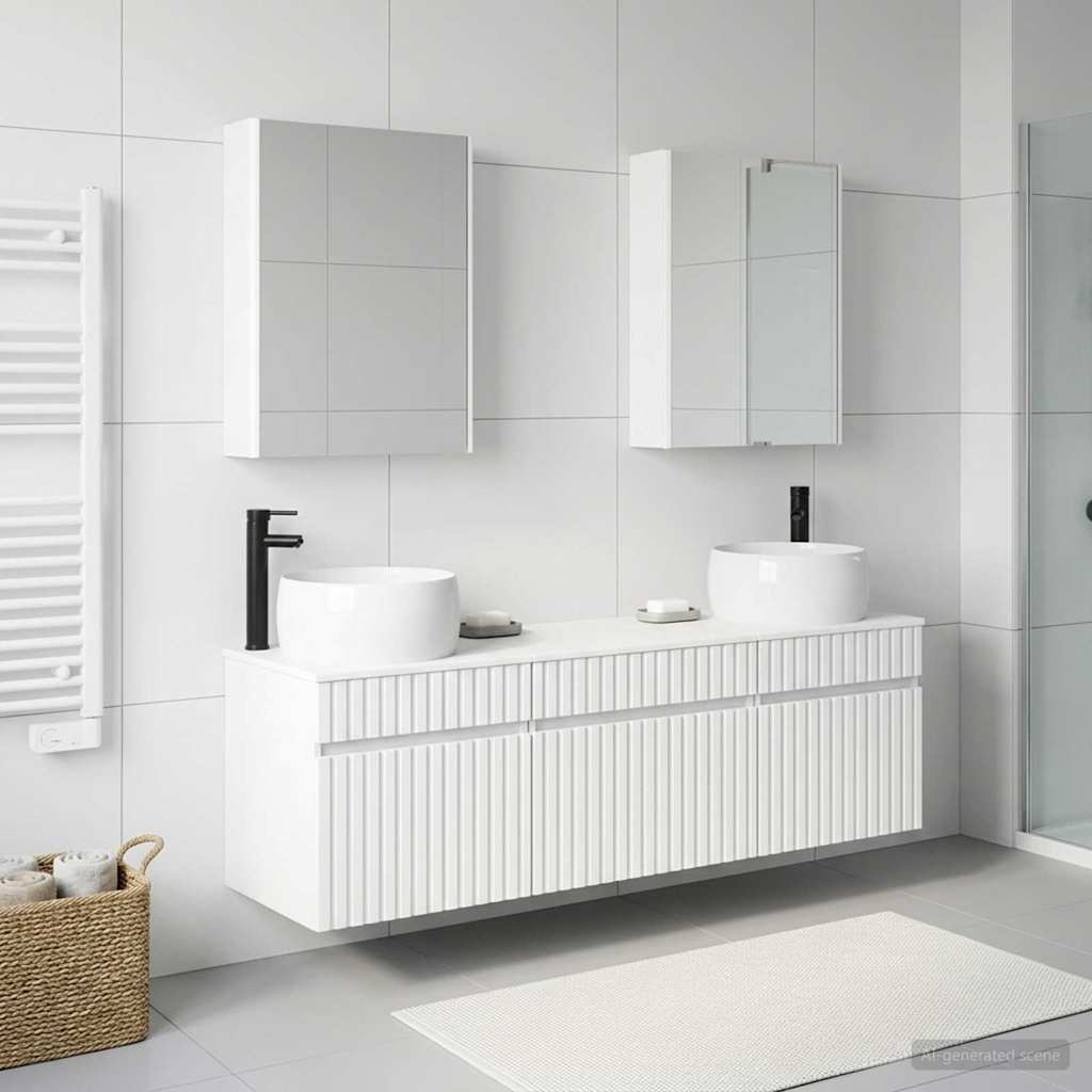 Badezimmerschrank-Set 5 stk. Weiß Holzwerkstoff