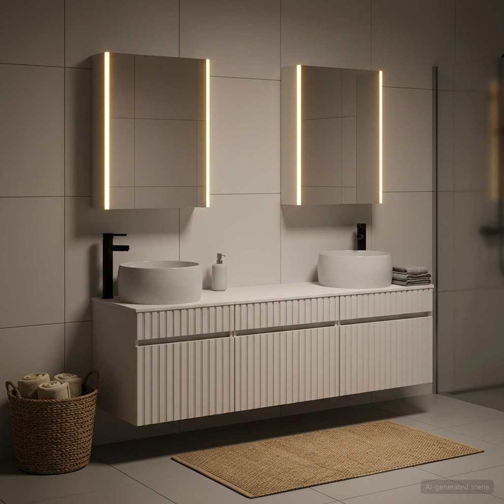 Badezimmerschrank-Set 5 stk. Weiß Holzwerkstoff