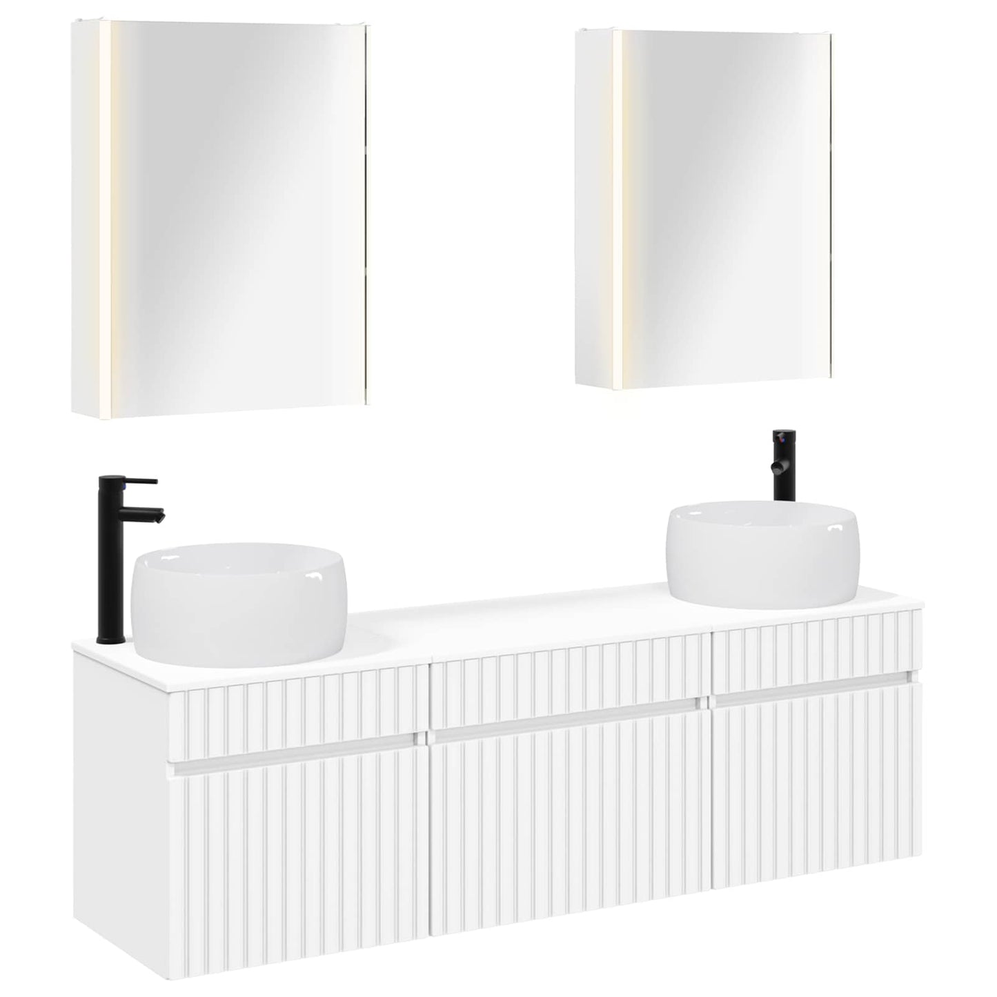 Badezimmerschrank-Set 5 stk. Weiß Holzwerkstoff