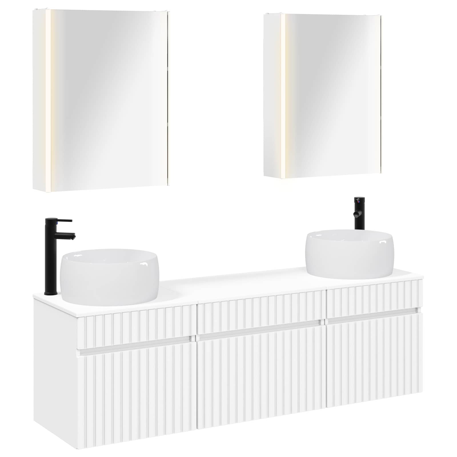 Badezimmerschrank-Set 5 stk. Weiß Holzwerkstoff