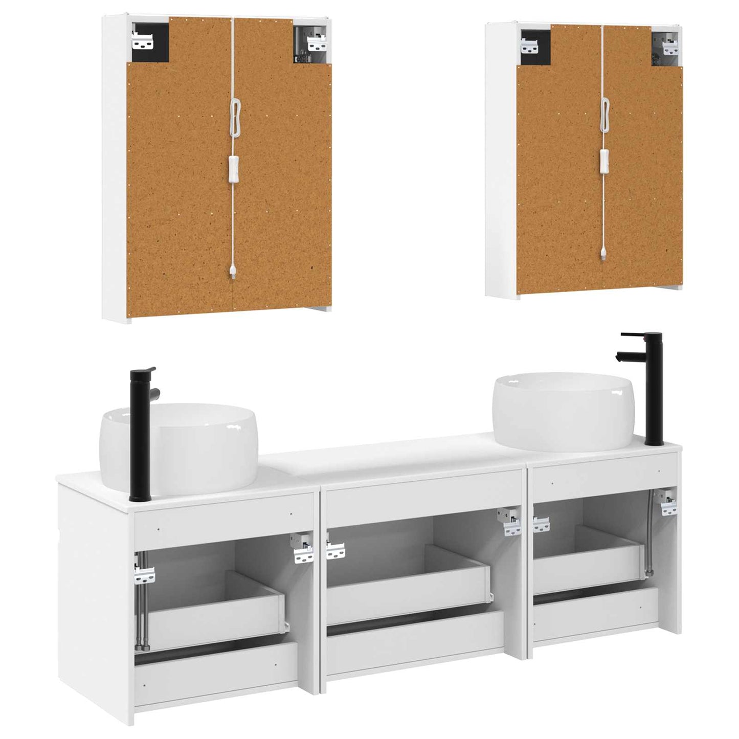 Badezimmerschrank-Set 5 stk. Weiß Holzwerkstoff