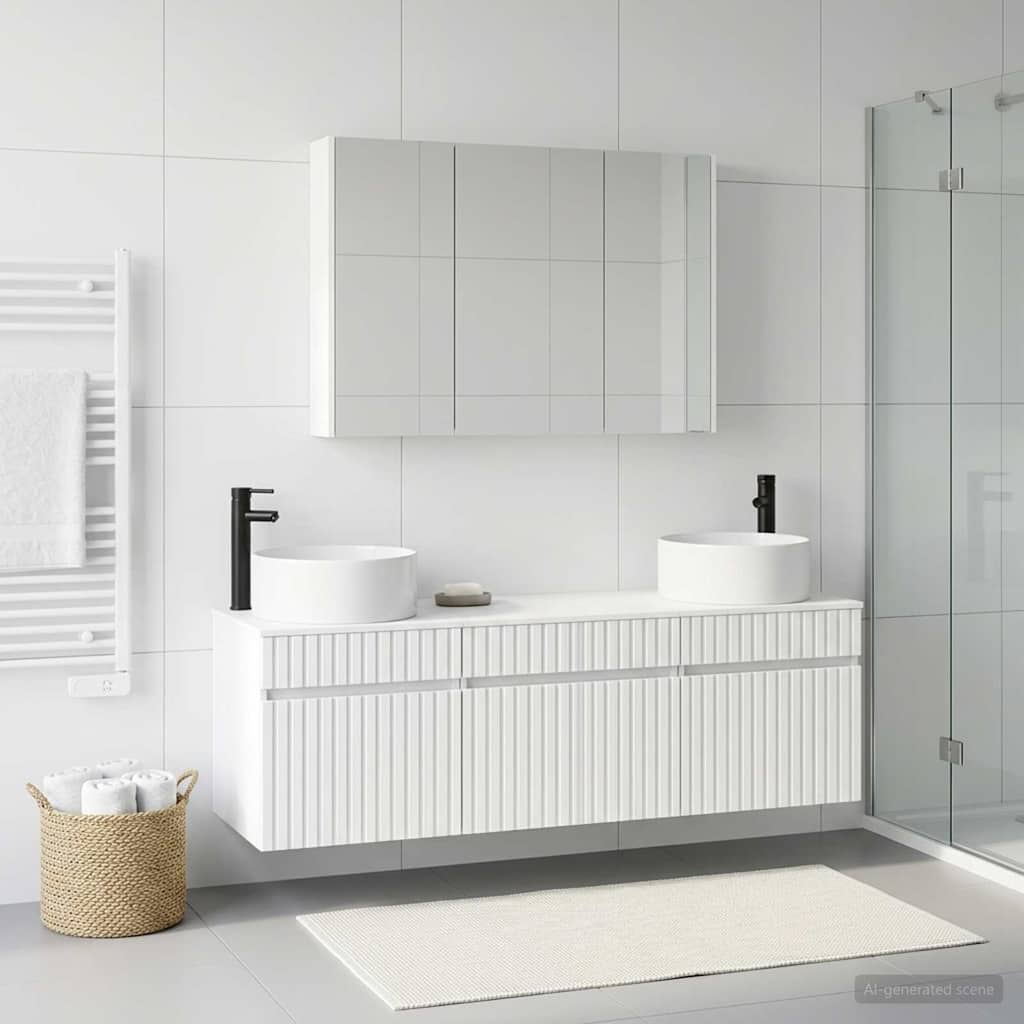 Badezimmerschrank-Set 4 stk. Weiß Holzwerkstoff