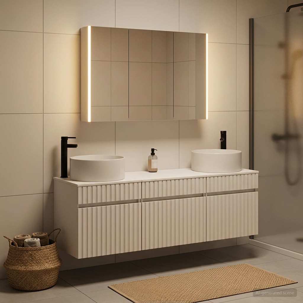 Badezimmerschrank-Set 4 stk. Weiß Holzwerkstoff