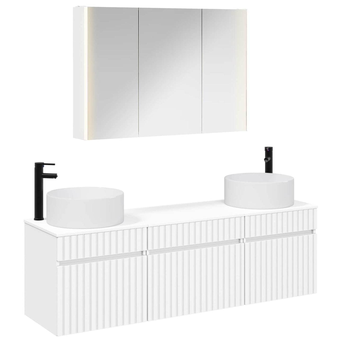 Badezimmerschrank-Set 4 stk. Weiß Holzwerkstoff