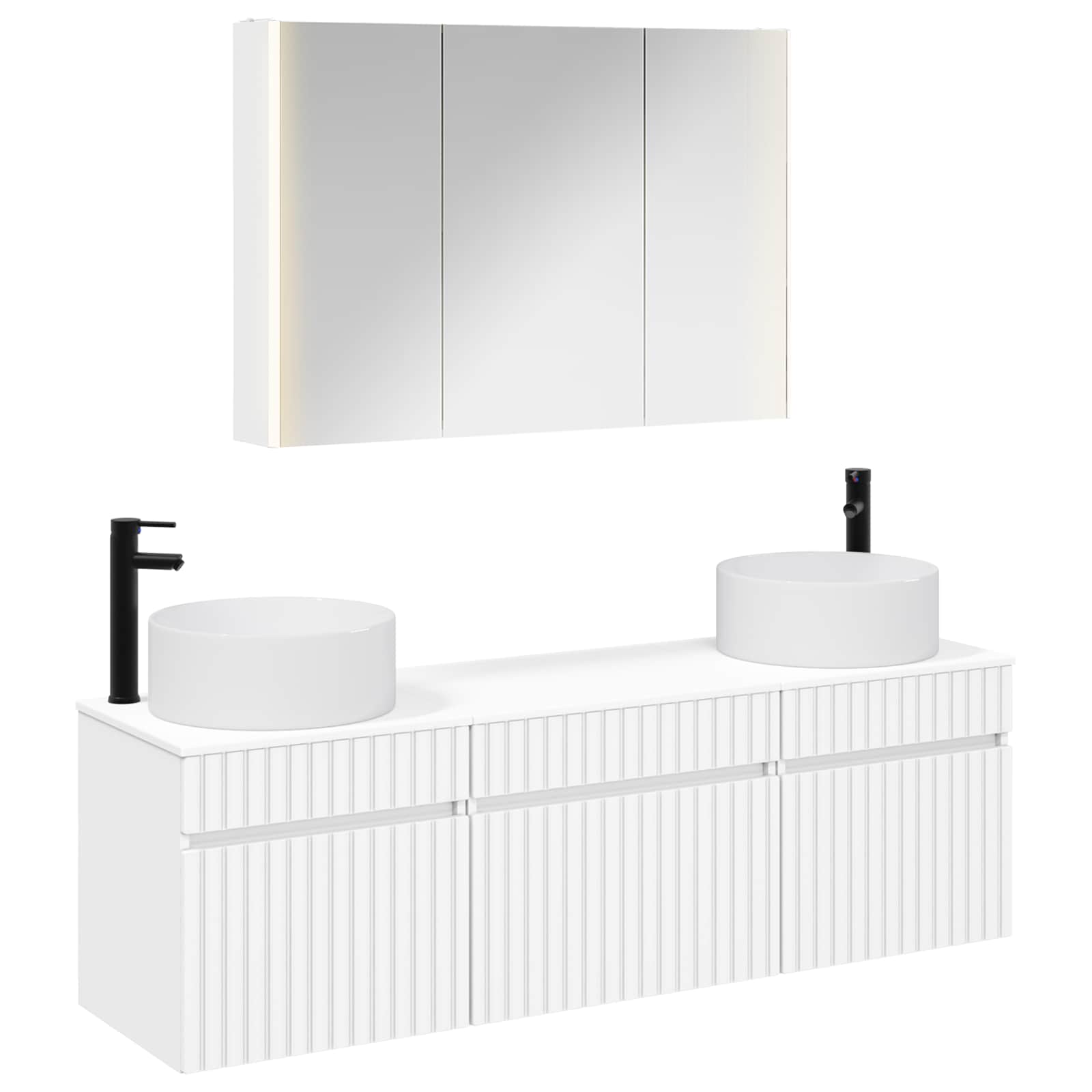 Badezimmerschrank-Set 4 stk. Weiß Holzwerkstoff