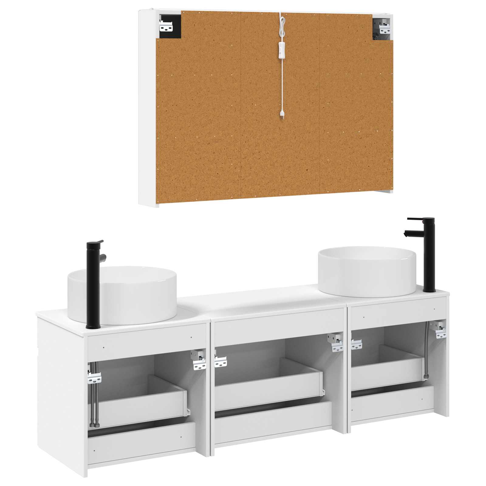 Badezimmerschrank-Set 4 stk. Weiß Holzwerkstoff
