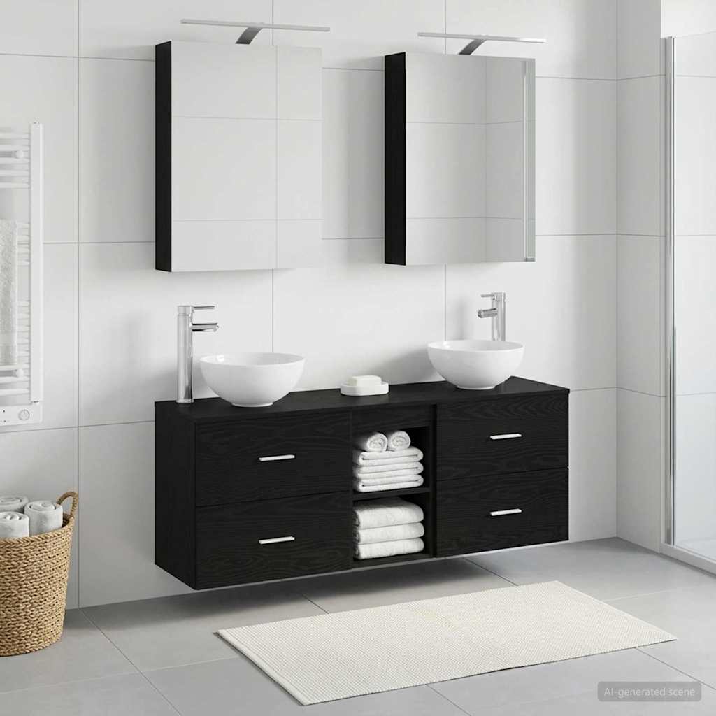 Badezimmerschrank-Set 5 stk. Schwarze Eiche Holzwerkstoff