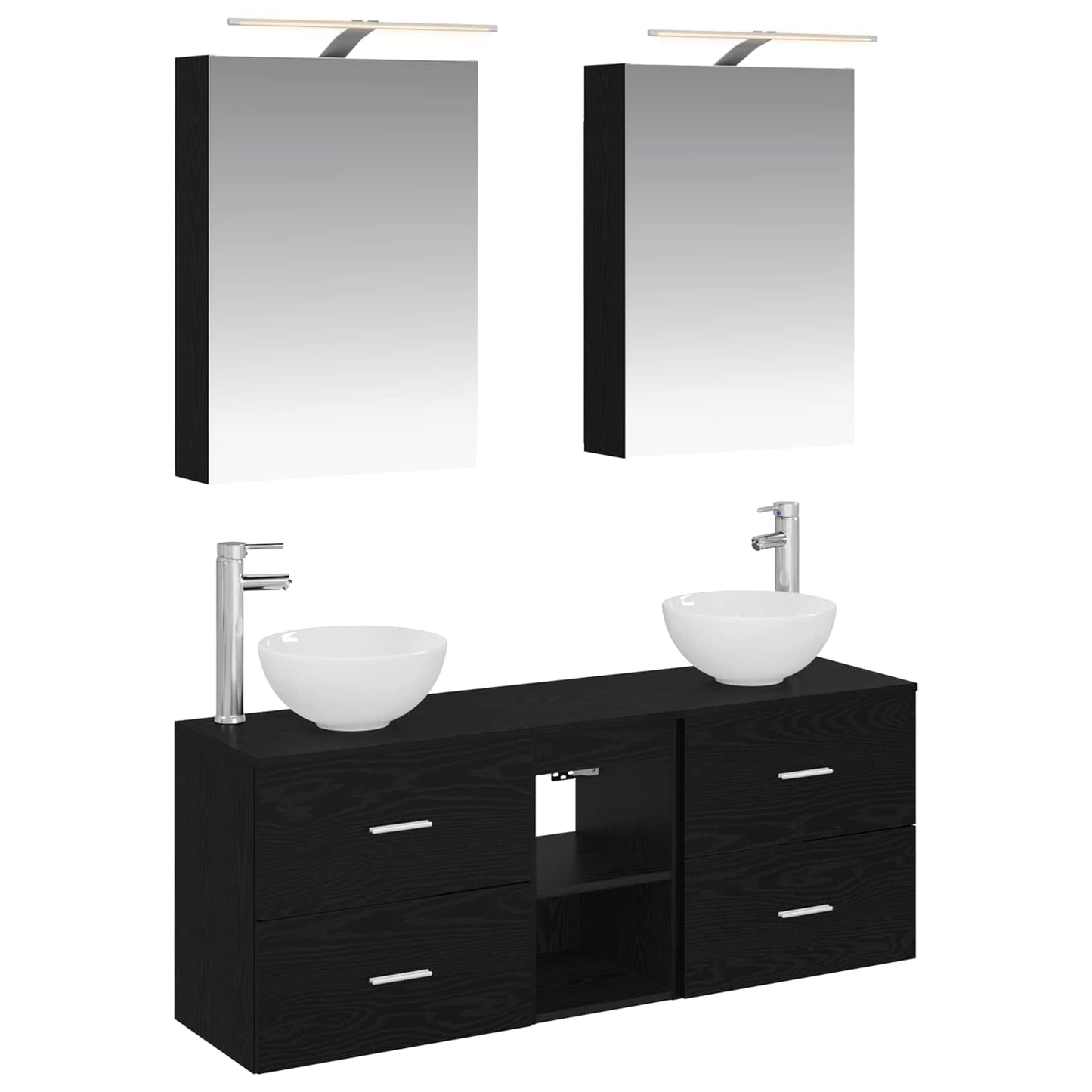 Badezimmerschrank-Set 5 stk. Schwarze Eiche Holzwerkstoff