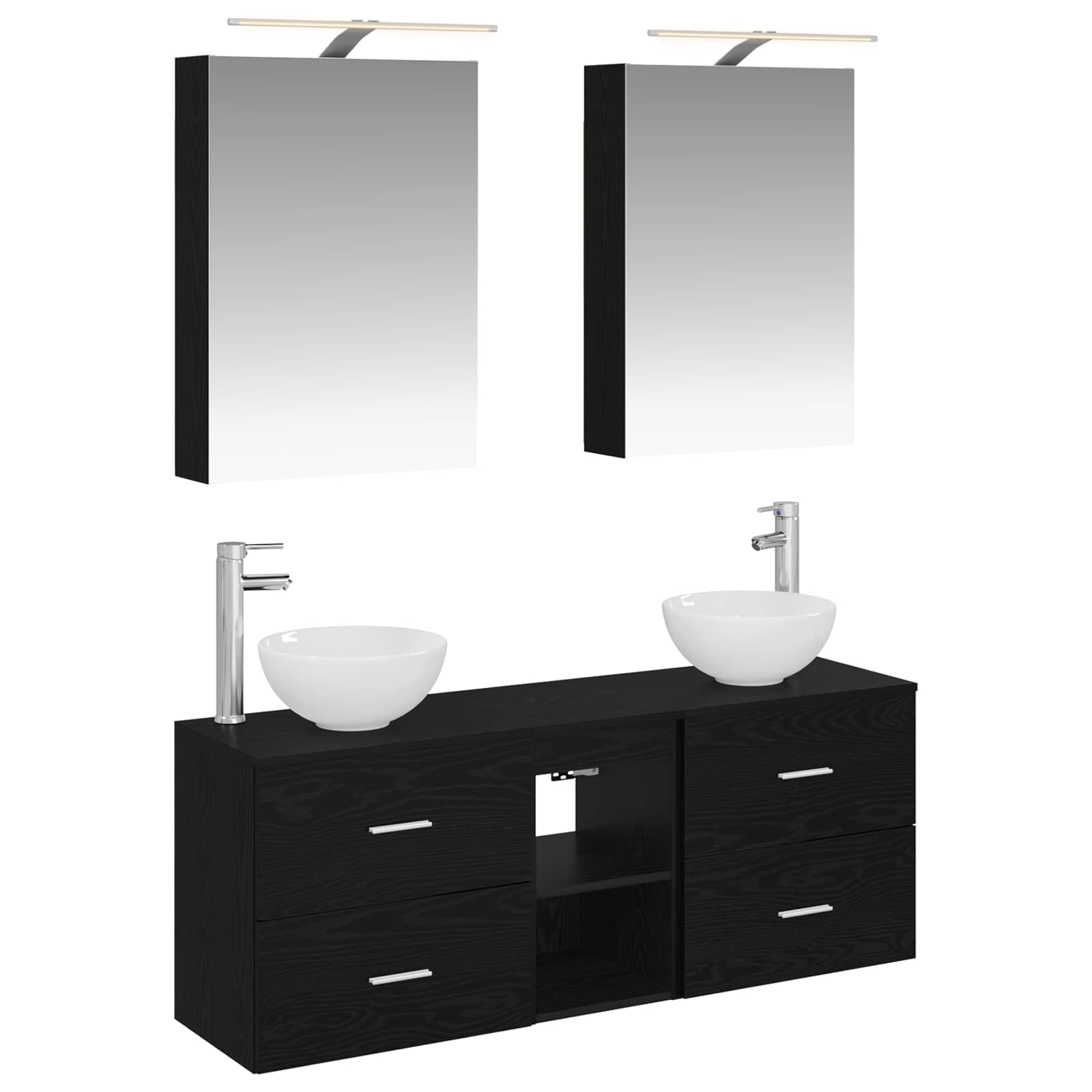 Badezimmerschrank-Set 5 stk. Schwarze Eiche Holzwerkstoff
