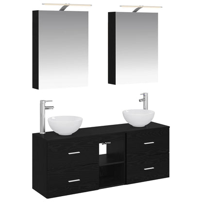 Badezimmerschrank-Set 5 stk. Schwarze Eiche Holzwerkstoff