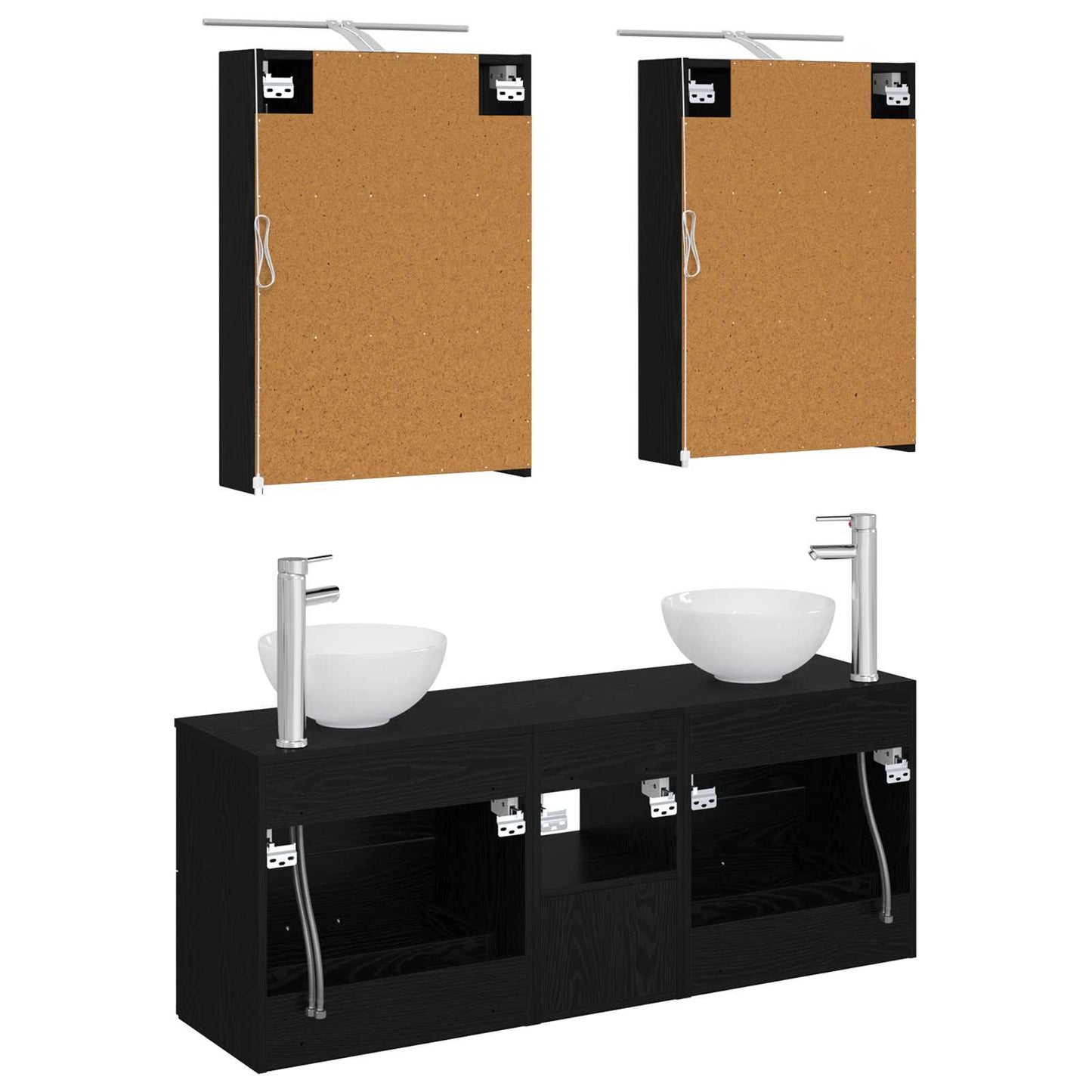 Badezimmerschrank-Set 5 stk. Schwarze Eiche Holzwerkstoff