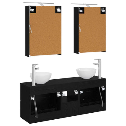 Badezimmerschrank-Set 5 stk. Schwarze Eiche Holzwerkstoff