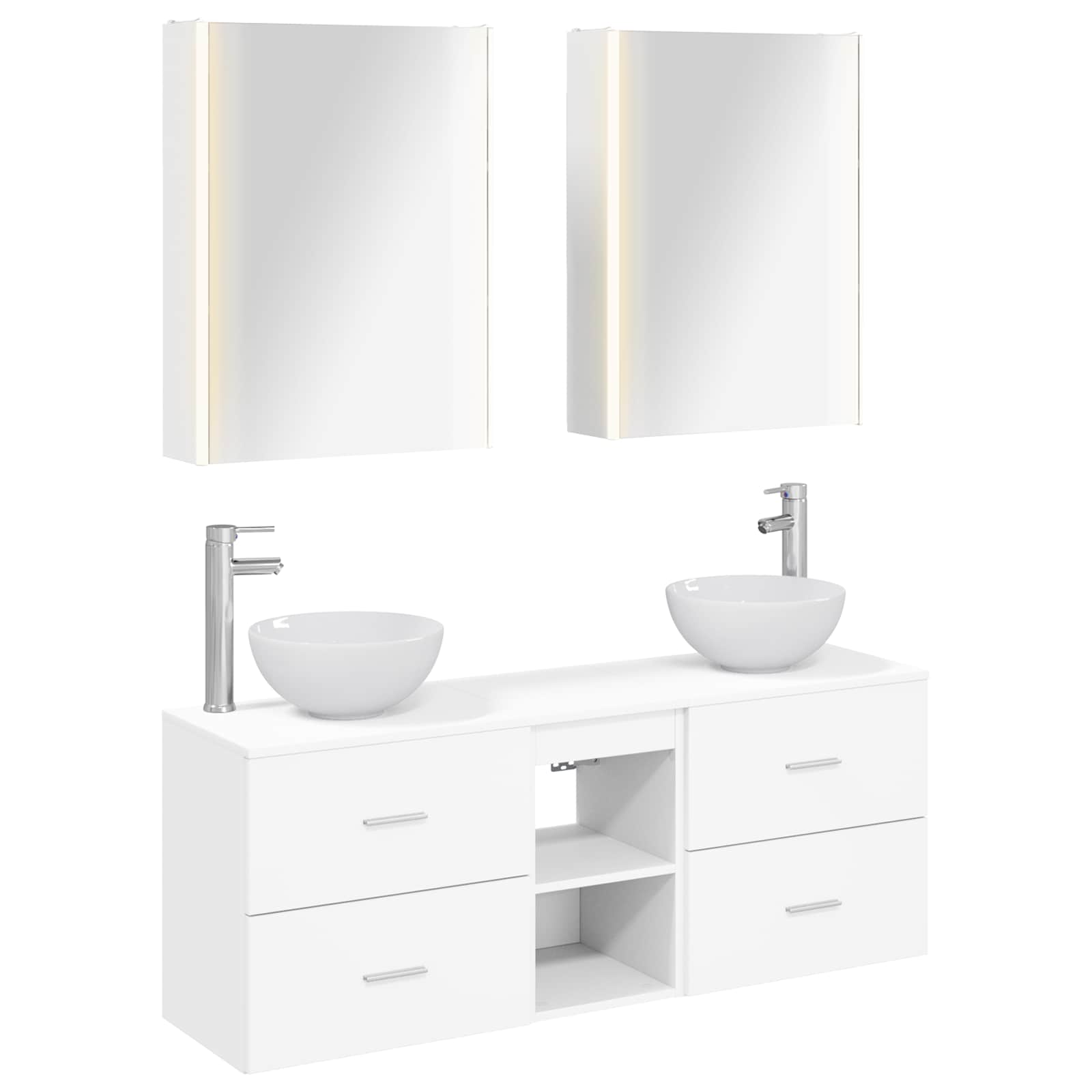 Badezimmerschrank-Set 5 stk. Weiß Holzwerkstoff
