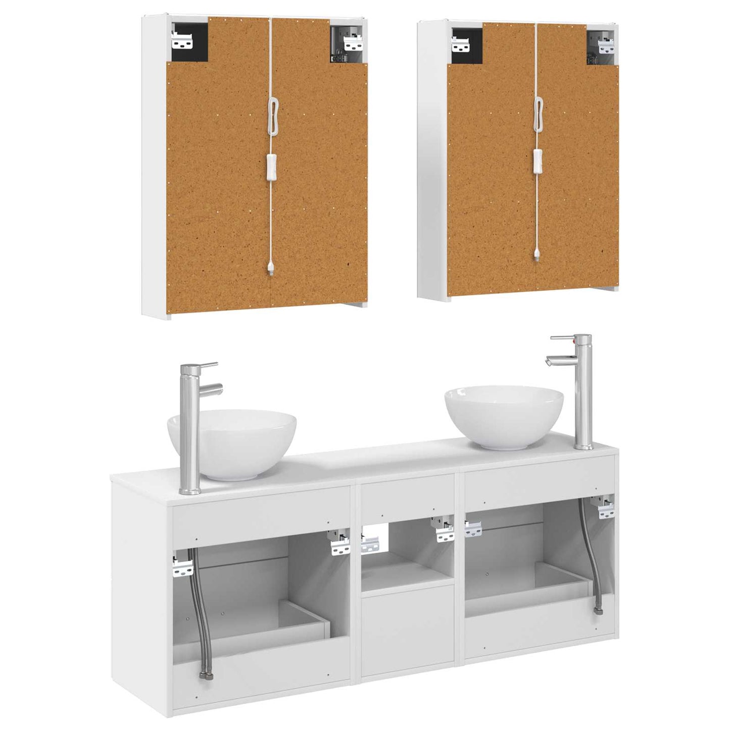 Badezimmerschrank-Set 5 stk. Weiß Holzwerkstoff