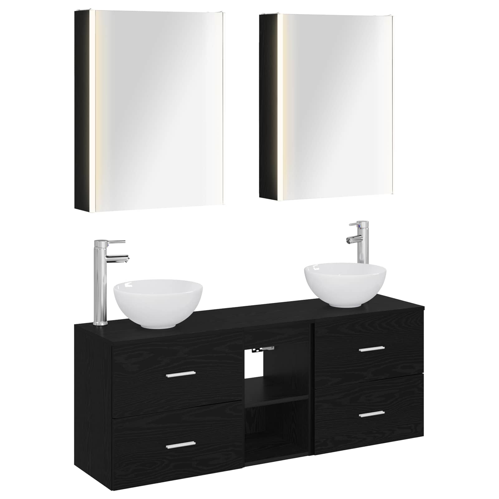 Badezimmerschrank-Set 5 stk. Schwarze Eiche Holzwerkstoff