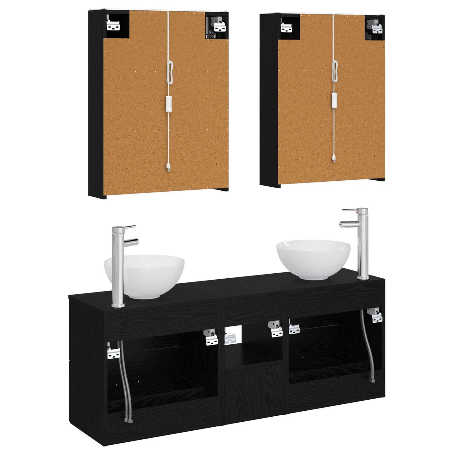Badezimmerschrank-Set 5 stk. Schwarze Eiche Holzwerkstoff