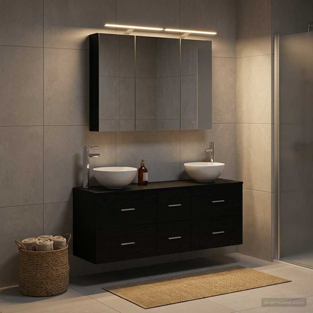 Badezimmermöbel-Set 4 stk. Schwarze Eiche