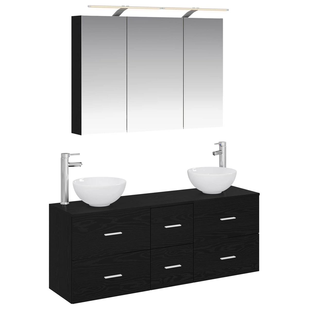 Badezimmermöbel-Set 4 stk. Schwarze Eiche