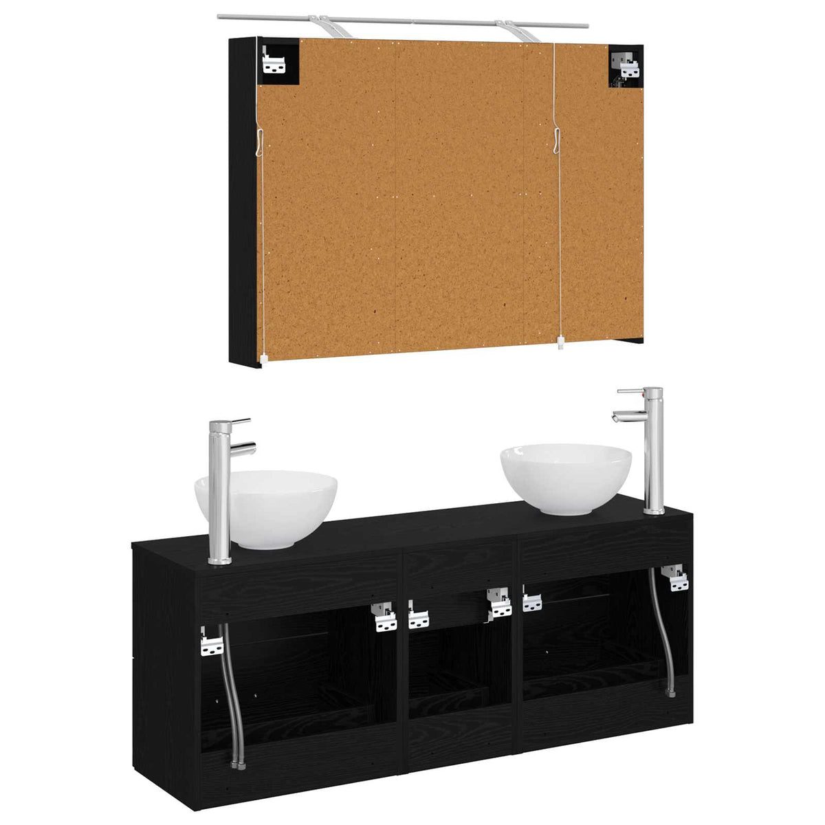 Badezimmermöbel-Set 4 stk. Schwarze Eiche