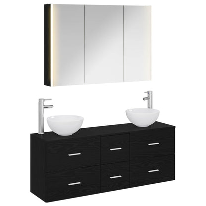 Badezimmermöbel-Set 4 stk. Schwarze Eiche