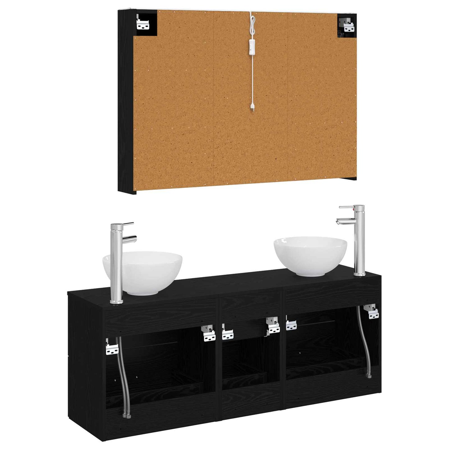 Badezimmermöbel-Set 4 stk. Schwarze Eiche