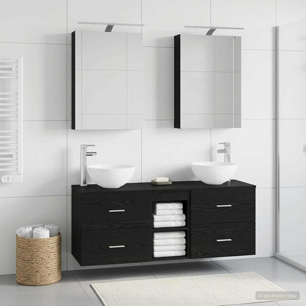 Badezimmermöbel-Set 5 stk. Schwarze Eiche