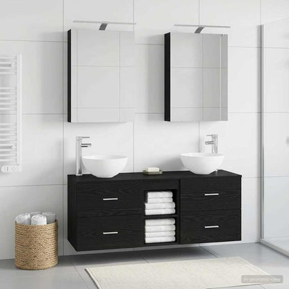 Badezimmermöbel-Set 5 stk. Schwarze Eiche