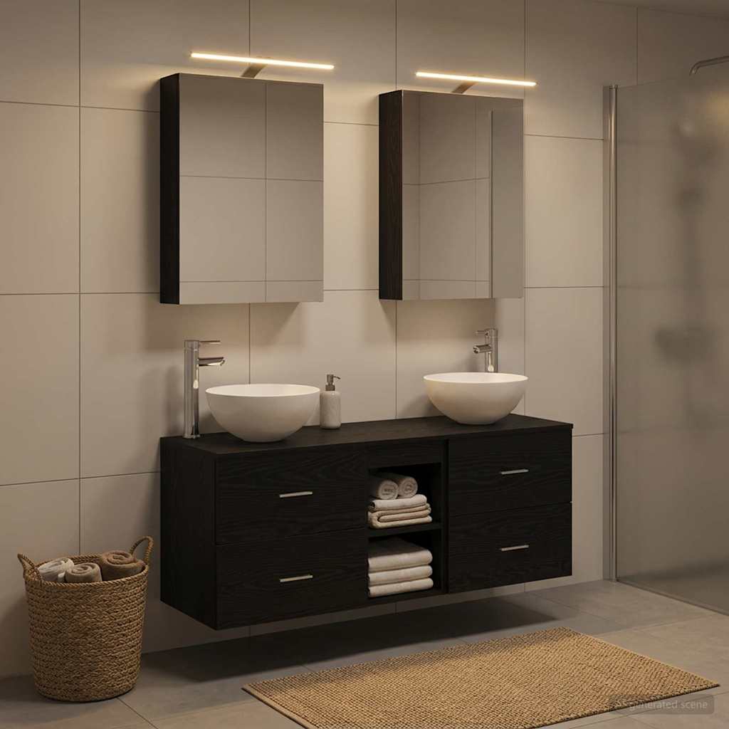 Badezimmermöbel-Set 5 stk. Schwarze Eiche