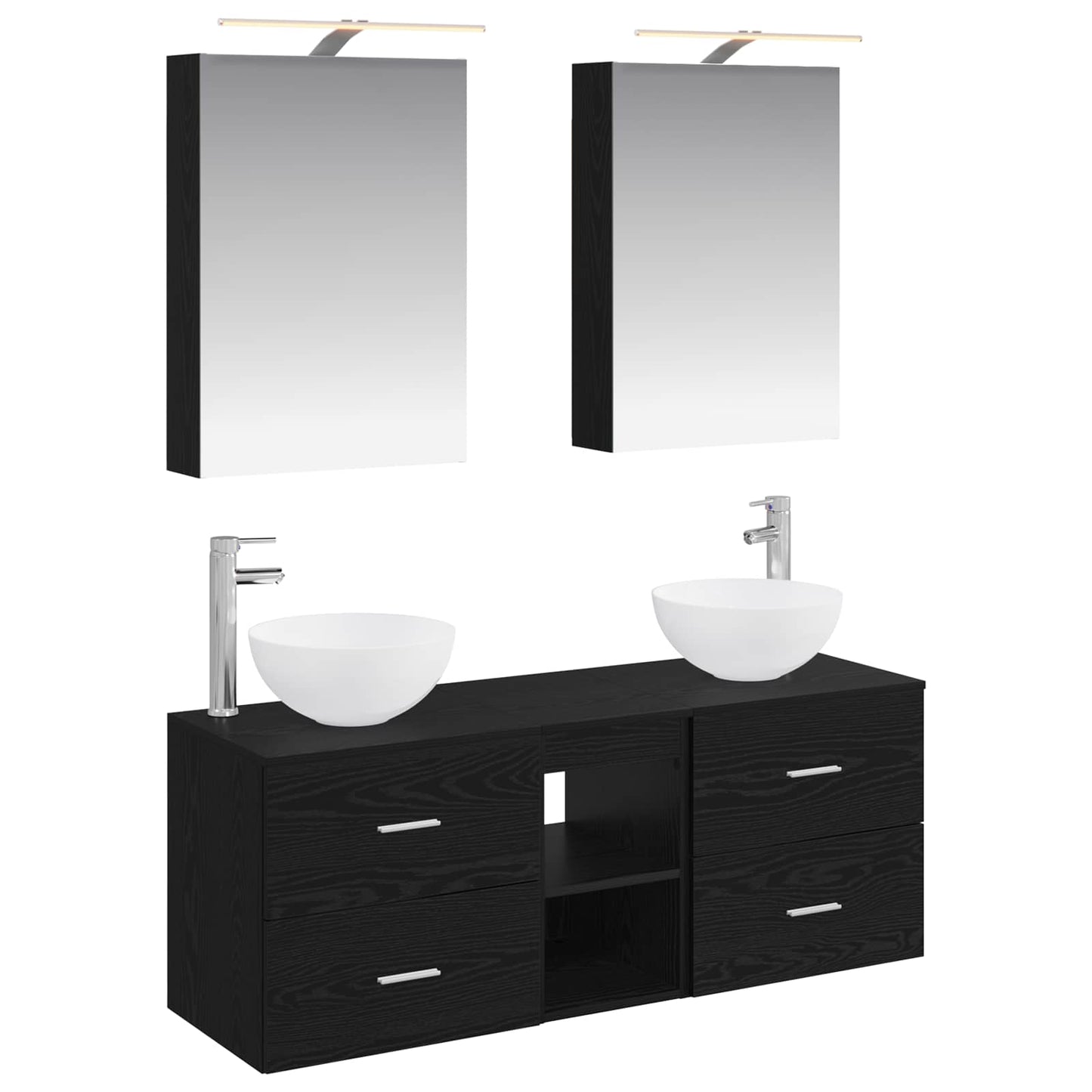 Badezimmermöbel-Set 5 stk. Schwarze Eiche