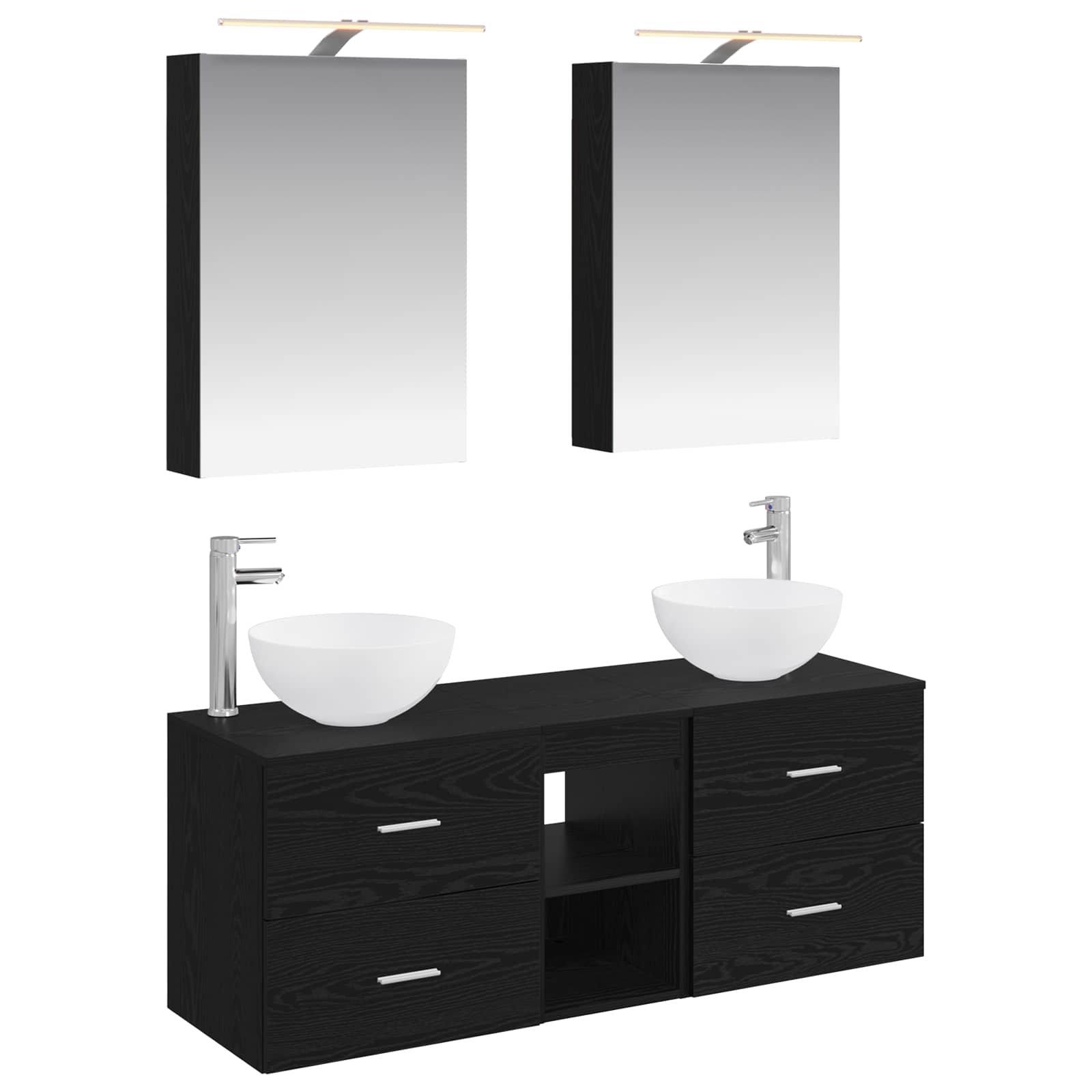 Badezimmermöbel-Set 5 stk. Schwarze Eiche