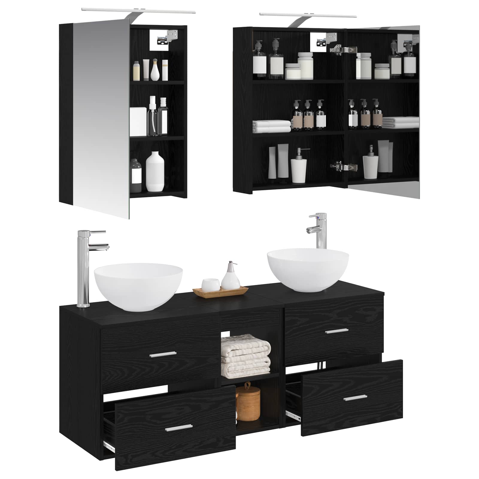 Badezimmermöbel-Set 5 stk. Schwarze Eiche