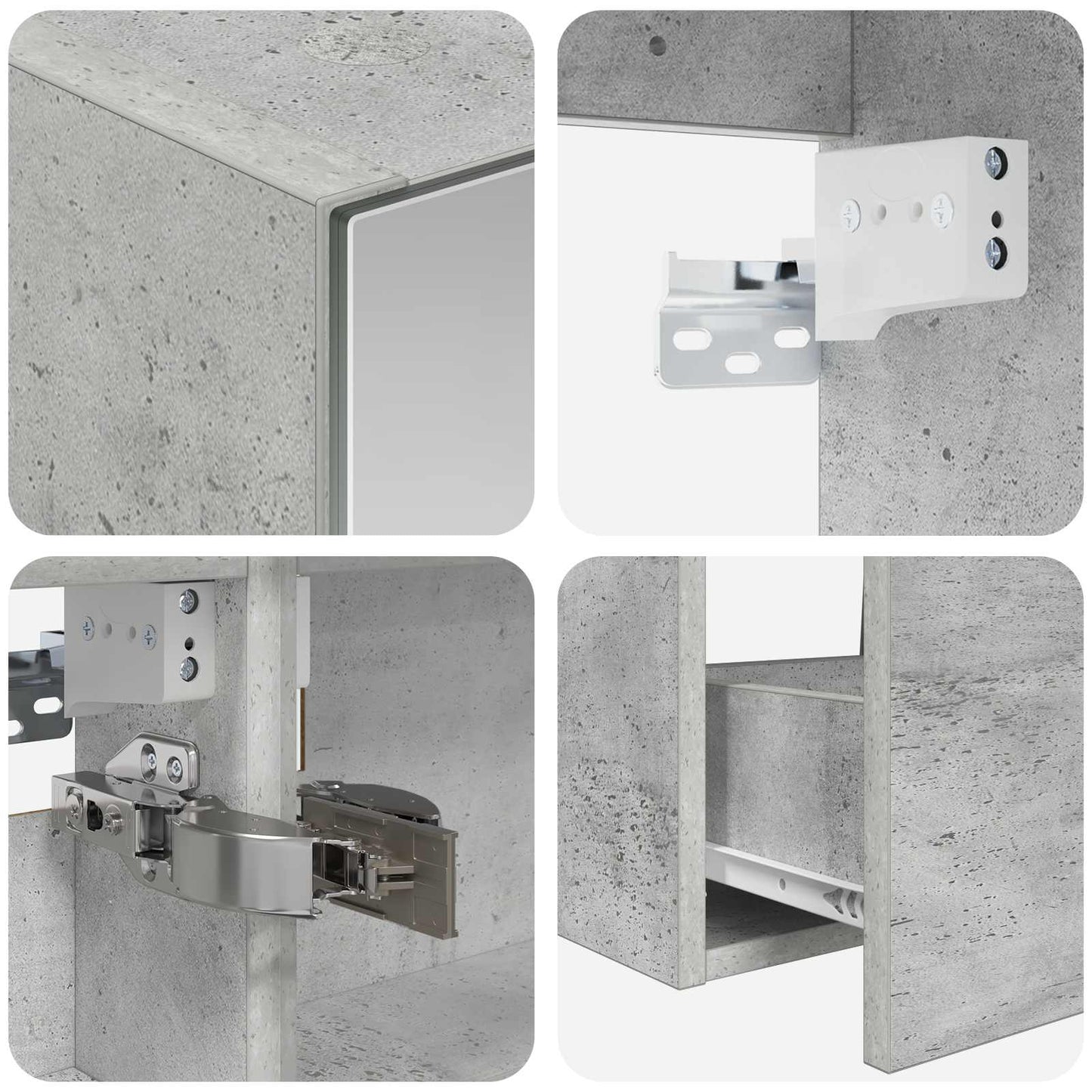 Badezimmermöbel-Set 5 stk. Betongrau Ingenieurholz und Glas