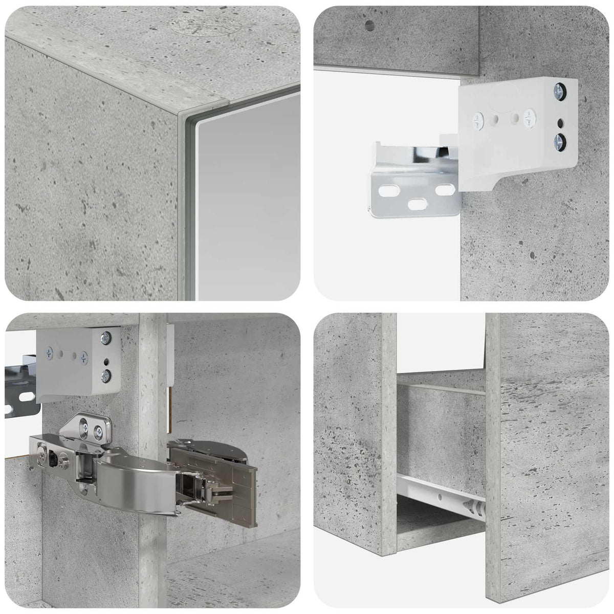 Badezimmermöbel-Set 5 stk. Betongrau Ingenieurholz und Glas