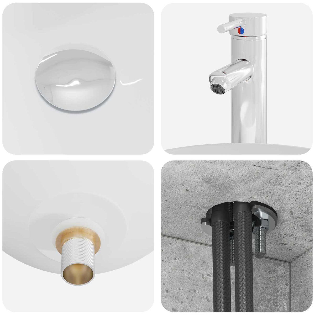 Badezimmermöbel-Set 5 stk. Betongrau Ingenieurholz und Glas