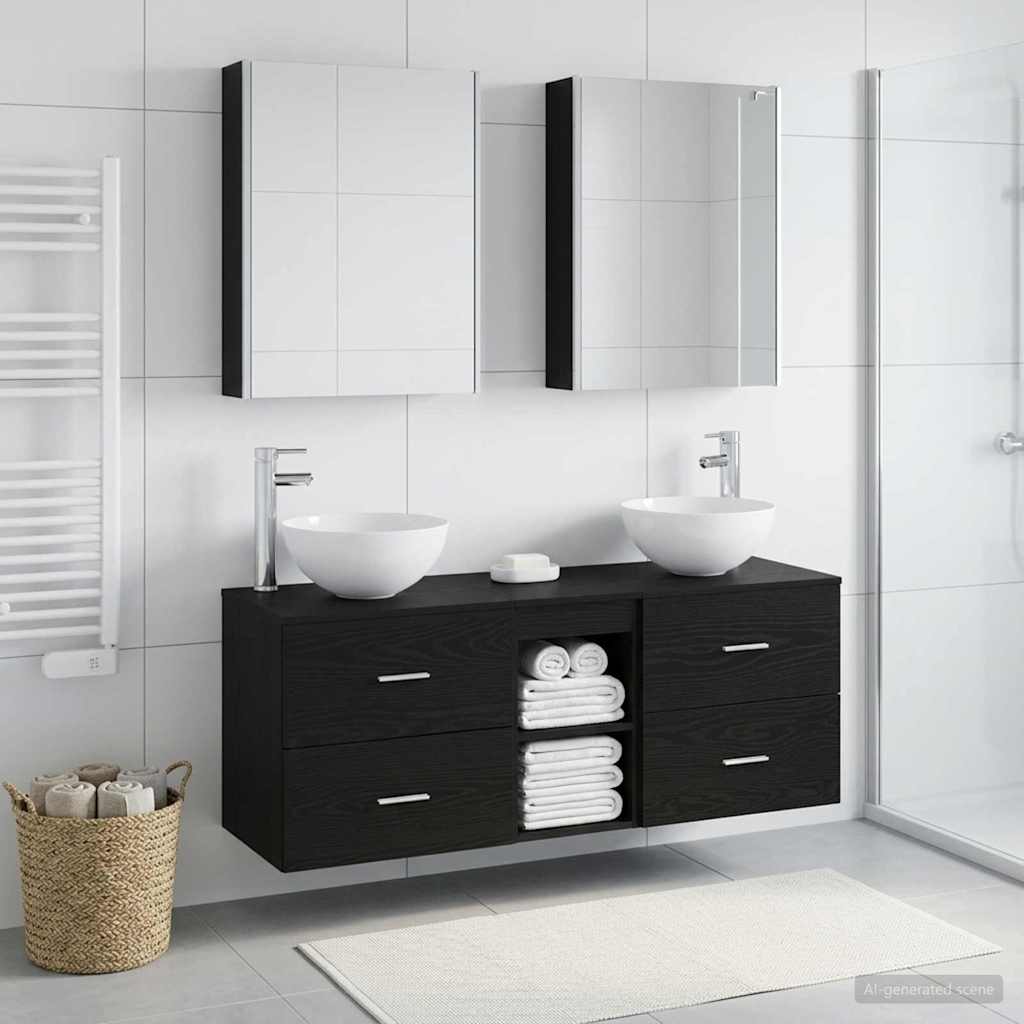 Badezimmermöbel-Set 5 stk. Schwarze Eiche