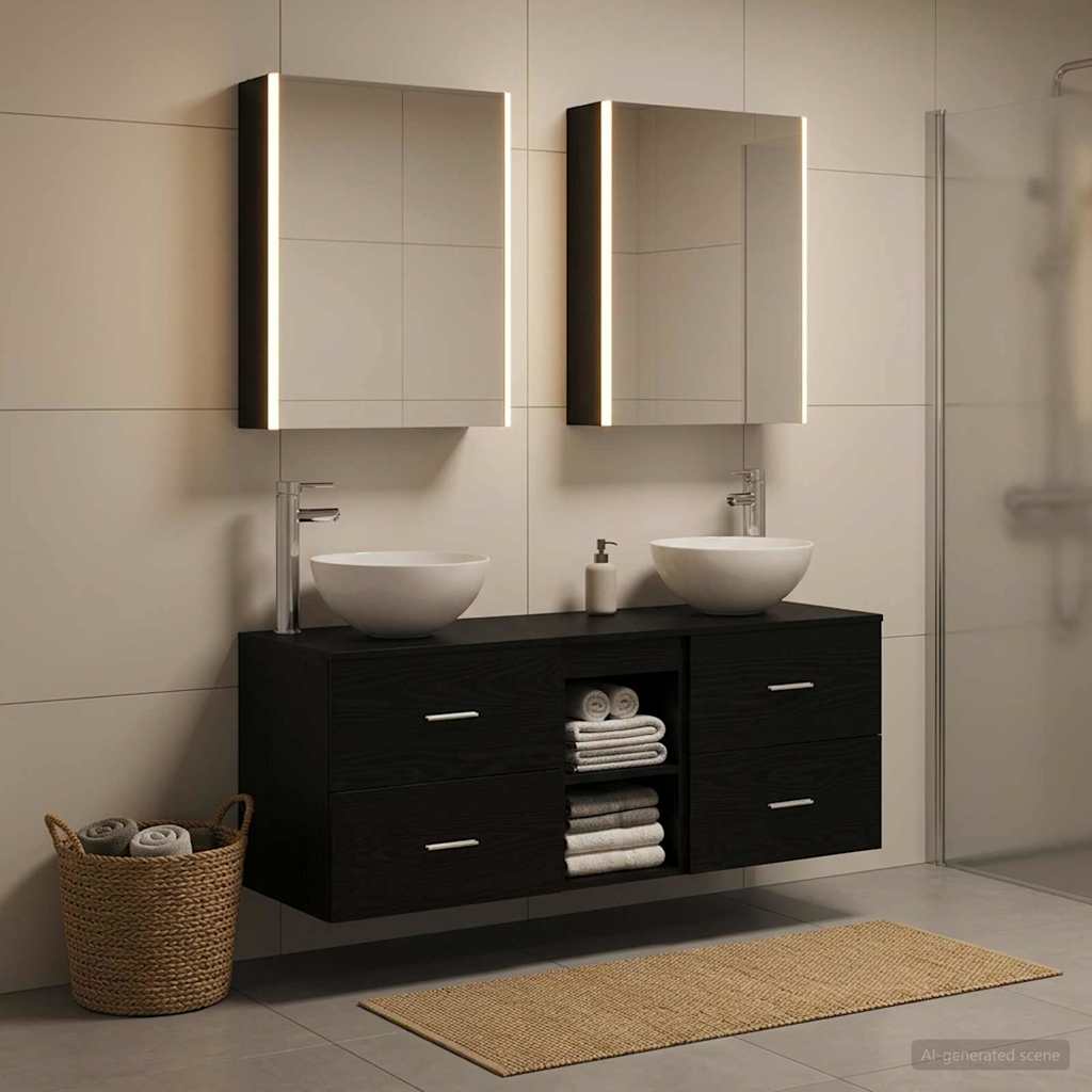 Badezimmermöbel-Set 5 stk. Schwarze Eiche