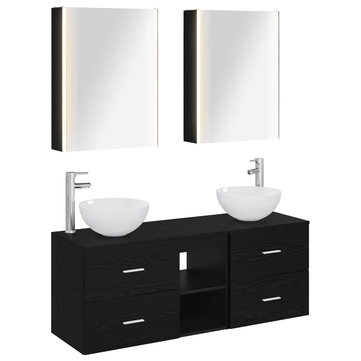 Badezimmermöbel-Set 5 stk. Schwarze Eiche