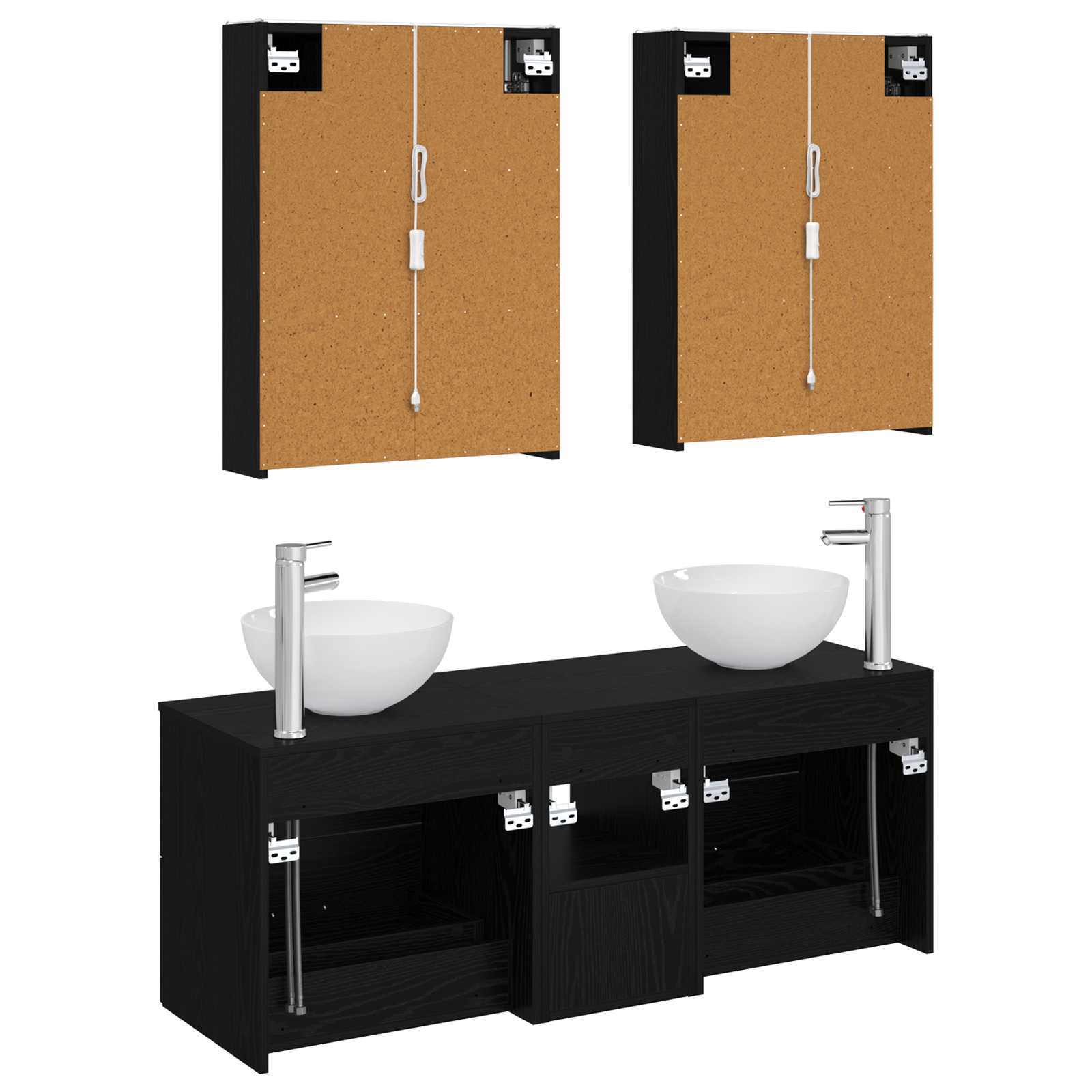 Badezimmermöbel-Set 5 stk. Schwarze Eiche