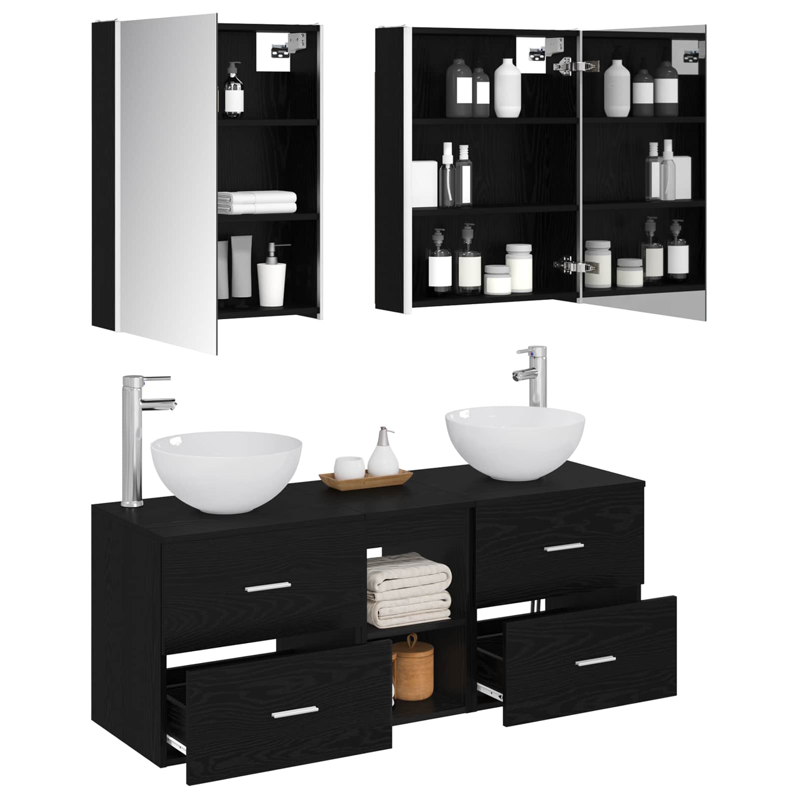 Badezimmermöbel-Set 5 stk. Schwarze Eiche
